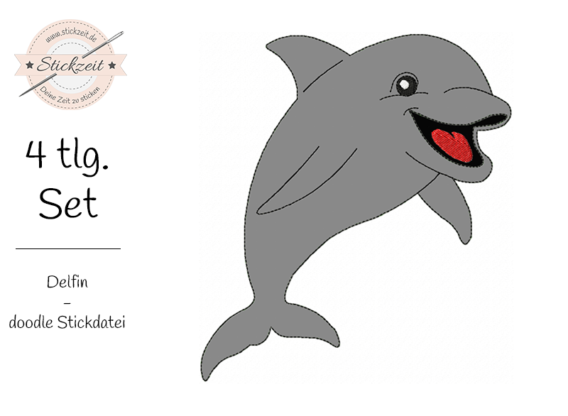 Delfin - doodle Stickdatei